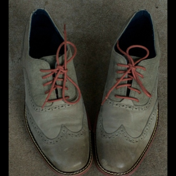 COLE HAAN Mens Oxford Olive Green Leather & Suede